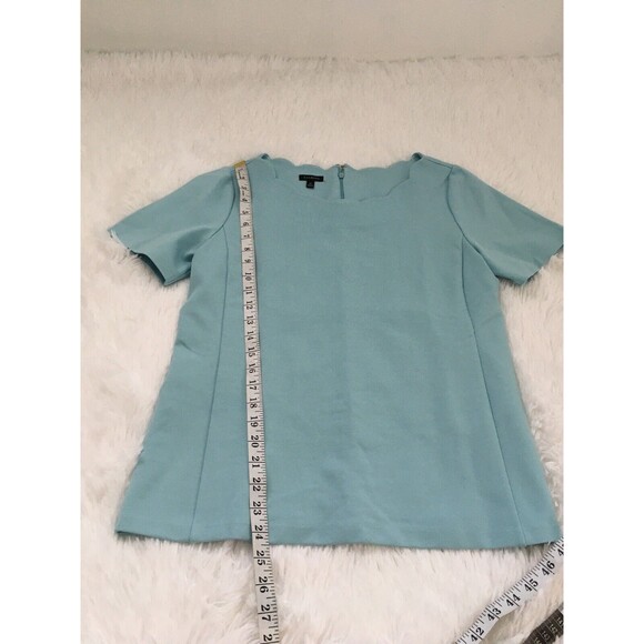 Talbots Blouse Top Casual Shirt Sky Blue Scale Short Sleeve Size M - Picture 7 of 8